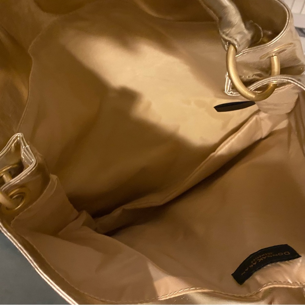 Donna Karan Cosmetics Gold Metallic Tote Bag Large - Picture 4 of 6